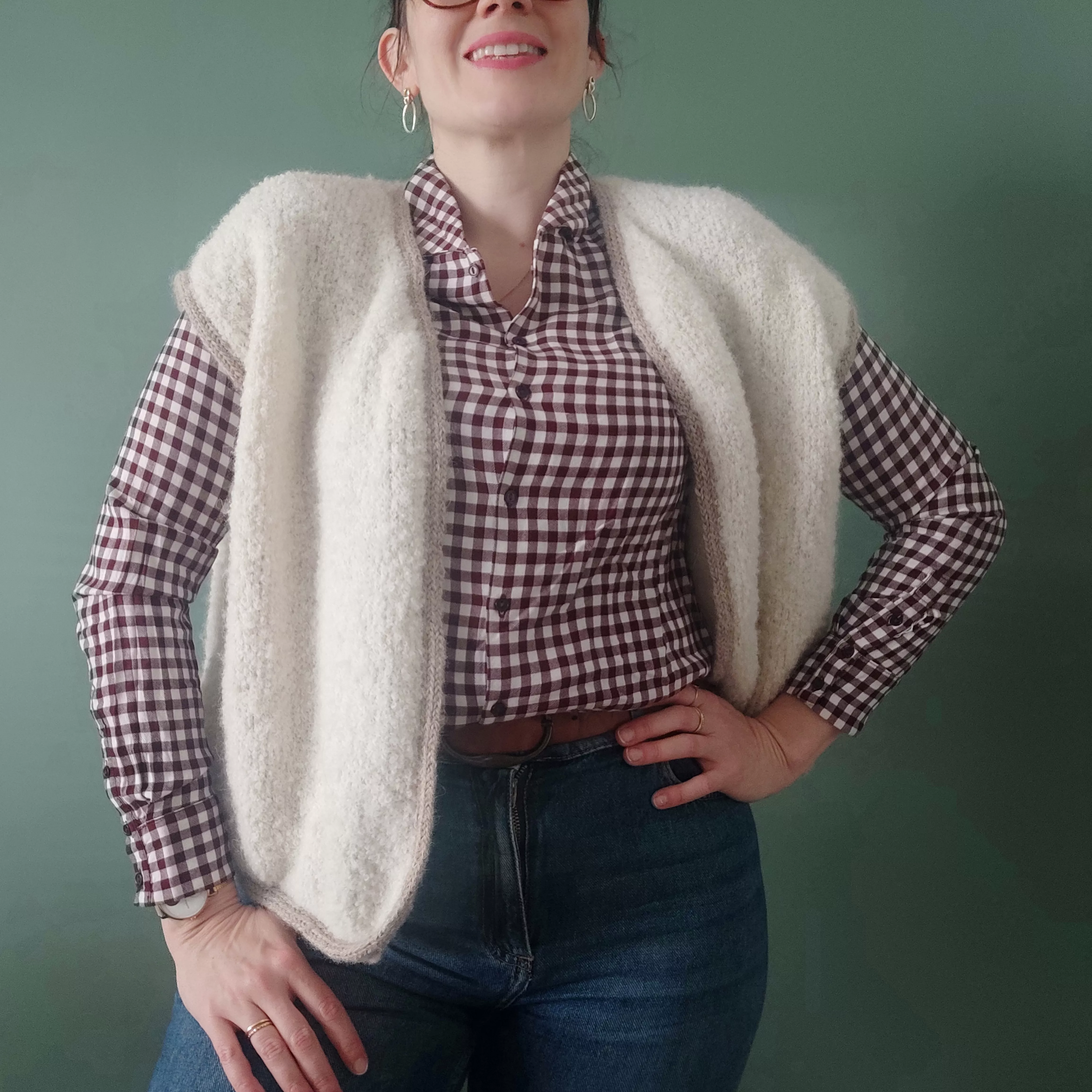 Gilet transhumance porté ouvert Terrifiknits